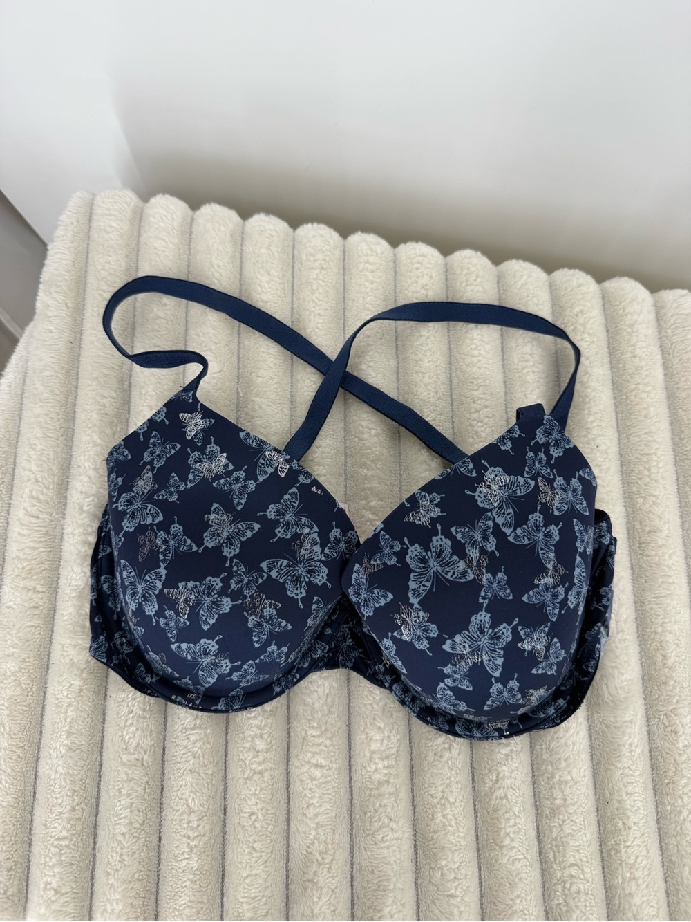 Victoria's Secret Navy Butterfly print lined Demi Bra 36C